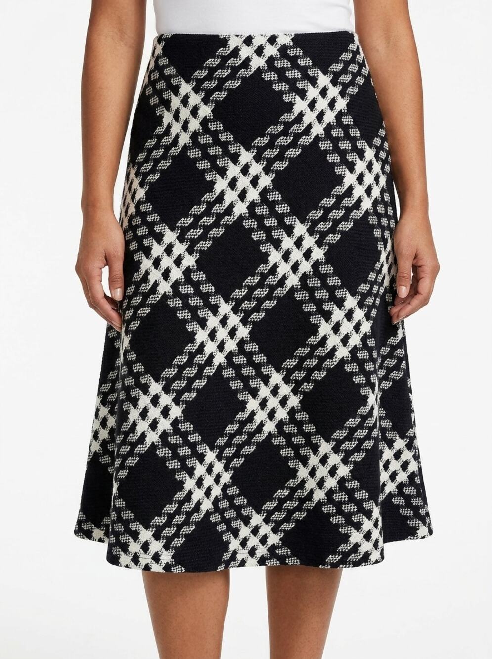 Express Black A-Line Knee Length Lined Plaid Skirt Women Size 1/2